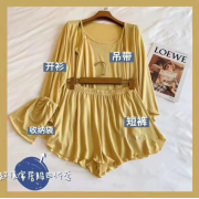 5571 冰淇淋4件套～外披 + 背心 + 短褲 + 收納袋/家居服睡衣