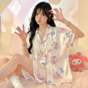 9407 Sanrio冰絲夏季新款帶胸墊家居服HelloKitty睡衣套裝