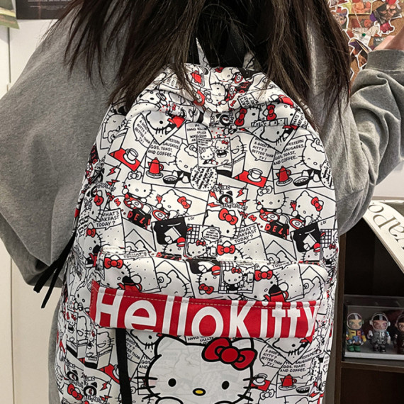 9538 塗鴉風Hello Kitty日系可愛大容量雙肩包