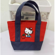 9853 日系新款HelloKitty刺繡小巧帆布手拎包