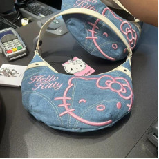 9867 HelloKitty牛仔刺繡腋下包牛角包