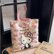 9880 日系HelloKitty小清新單肩手提大容量帆布包（送掛件）