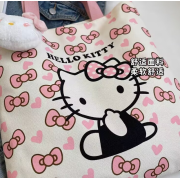 9880 日系HelloKitty小清新單肩手提大容量帆布包（送掛件）