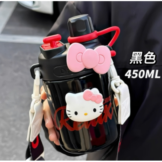 9952 HelloKitty新款可愛便攜316不鏽鋼吸管直飲水杯