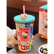 9967 HelloKitty保冷保溫高顏值大容量吸管水杯