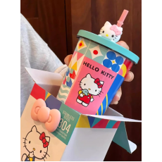 9967 HelloKitty保冷保溫高顏值大容量吸管水杯