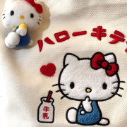 10086 HelloKitty可愛刺繡大容量手提單肩帆布包（送掛件）