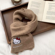 10256 HelloKitty秋冬針織刺繡可愛保暖圍巾