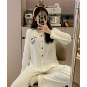 10278 HelloKitty秋冬日系帶胸墊長袖長褲保暖家居服套裝