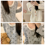 10278 HelloKitty秋冬日系帶胸墊長袖長褲保暖家居服套裝