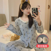 10278 HelloKitty秋冬日系帶胸墊長袖長褲保暖家居服套裝