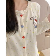 10278 HelloKitty秋冬日系帶胸墊長袖長褲保暖家居服套裝