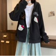 10292 HelloKitty開衫拉鏈衛衣羊羔絨保暖刺繡外套