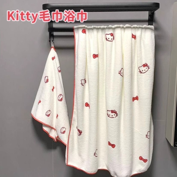 10320 HelloKitty珊瑚絨柔軟吸水浴巾毛巾套裝