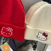 10356 韓系HelloKitty針織帽氛圍感毛線軟萌保暖帽