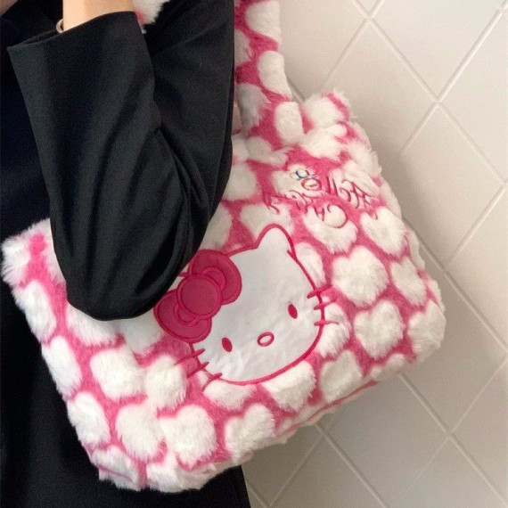 10358 HelloKitty千禧辣妹毛絨單肩手提包